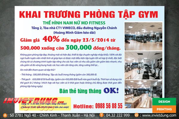 Tờ rơi quảng cáo phòng gym, tập thể hình, clb thể dục thẩm mỹ, yoga